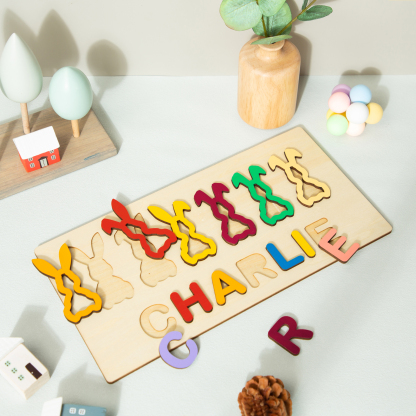 Jessemade Easter Bunny Name Puzzles Personalised Educational Toys for Toddlers Children Gifts-Jessemade AU