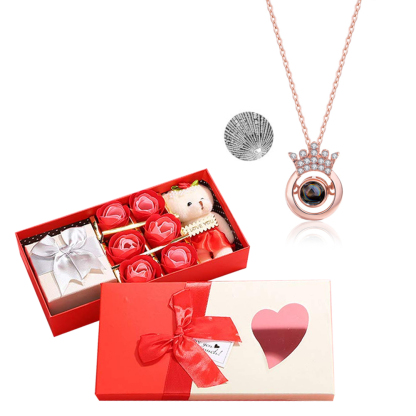 Personalised 100 Languages Projection Necklace Engraved  " I LOVE YOU" Heart Necklace Gifts For Her-Jessemade AU