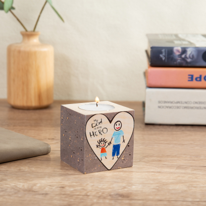 Personalised Graffiti Block Candle Holder My Dad is My Hero Wooden Candlesticks-Jessemade AU
