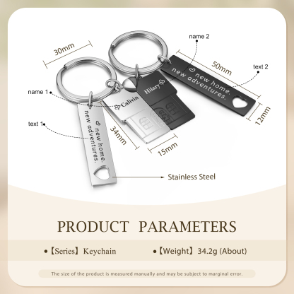 Personalised New Home Keychain Customised 2 Names & Texts Keyring Matching Gifts for Couples-Jessemade AU