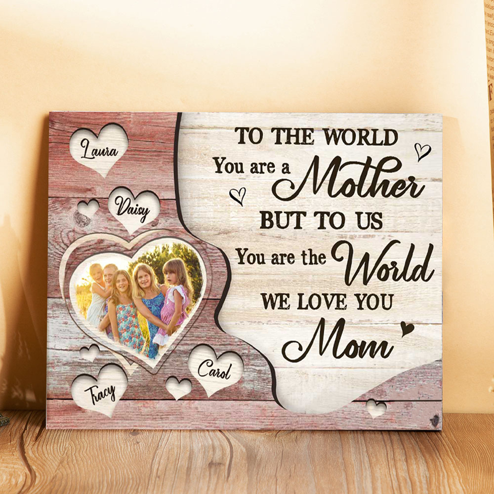 Mother Picture Board Personalised Photo Keepsake With 4 Names Wood Signs Photo Frame Gifts For Mom-Jessemade AU