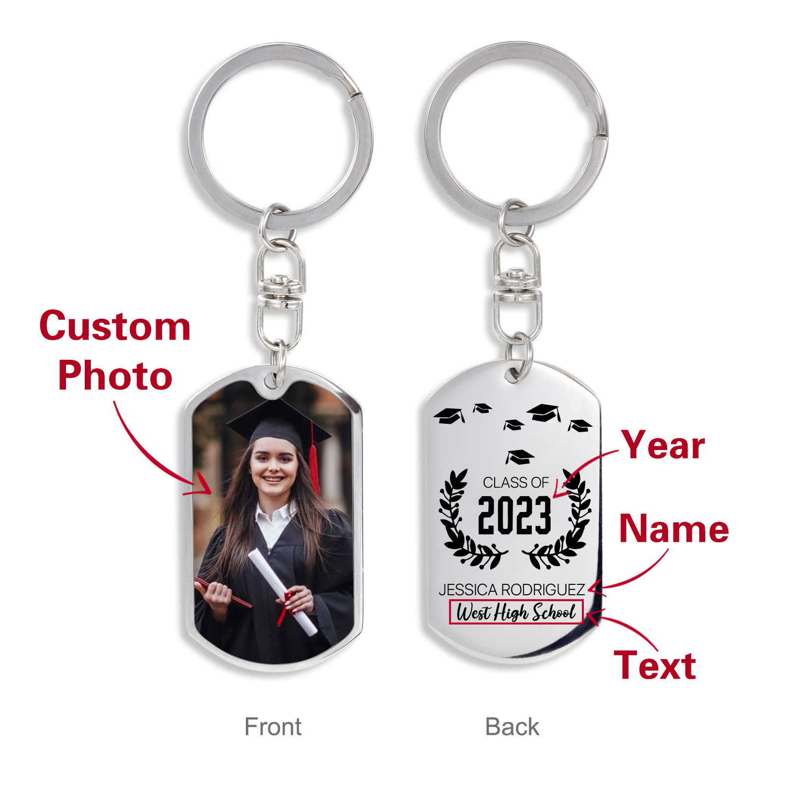 Personalised Photo Keychain Class of 2024 Graduation Keyring-Jessemade AU