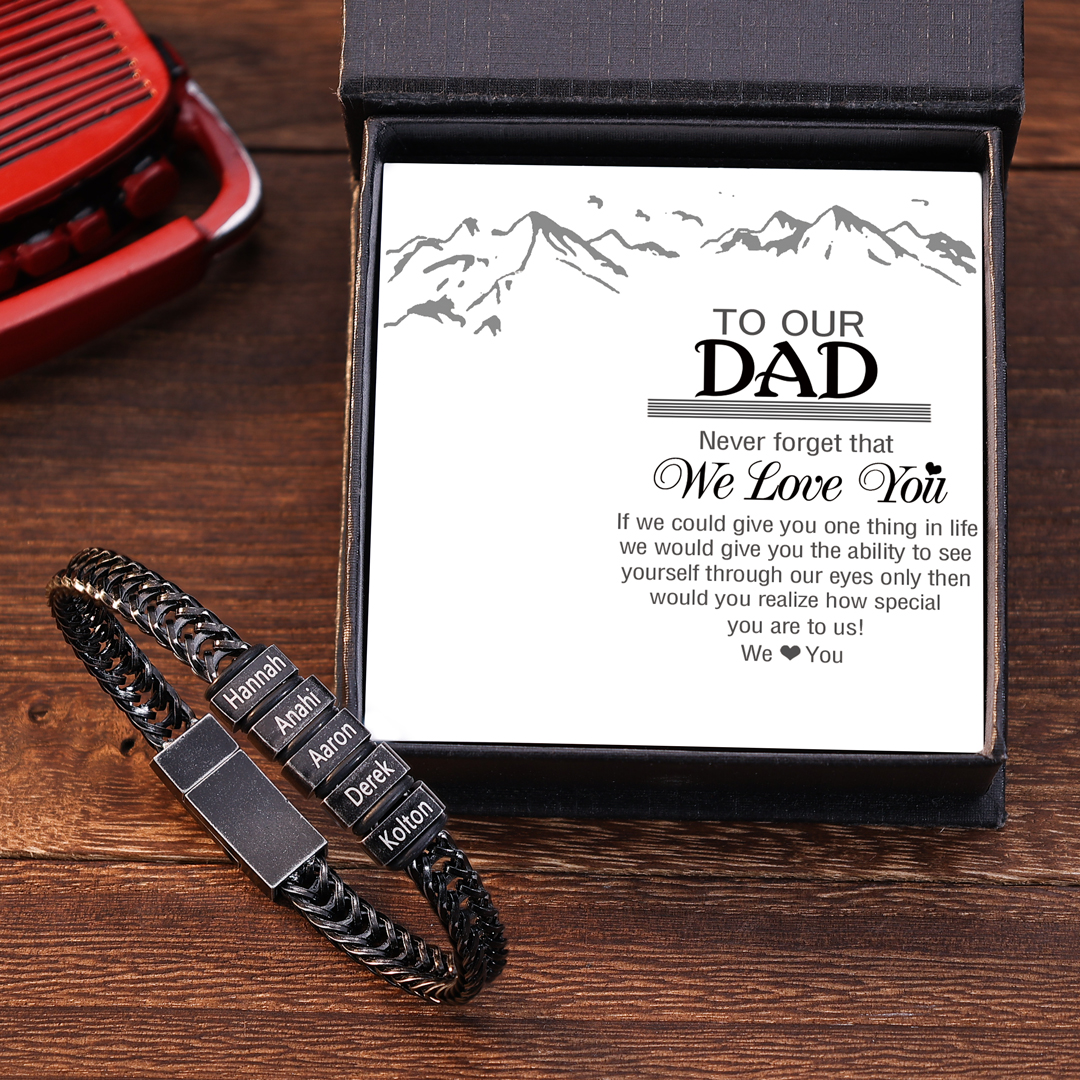 5 Names - Men's Vintage Bracelet Customised Name Stainless Steel Bracelet Personalised Gift for Dad-Jessemade AU