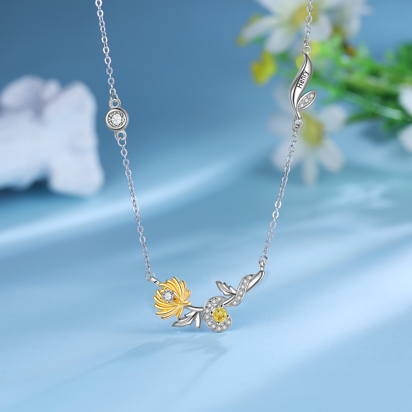Personalised November Birthflower Necklace With Birthstone Best Gift For Her-Jessemade AU