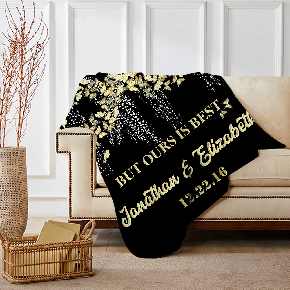 Personalised Couple Blanket Customised 2 Names & Date Blanket Gift for Him/Her - Every Love Story Is Beautiful, But Ours Is Best-Jessemade AU