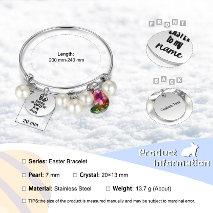 Easter Gifts Personalised Bunny Bangle Bracelet With Name Peals Crystals Bangle Gifts For Her-Jessemade AU