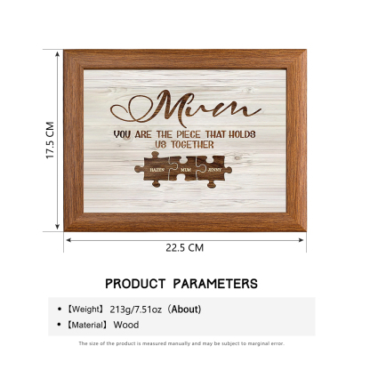 Personalised Mum Puzzle Picture Frame With Light Custom 3 Names Decor Gifts For Mother - You are the piece that holds us together-Jessemade AU