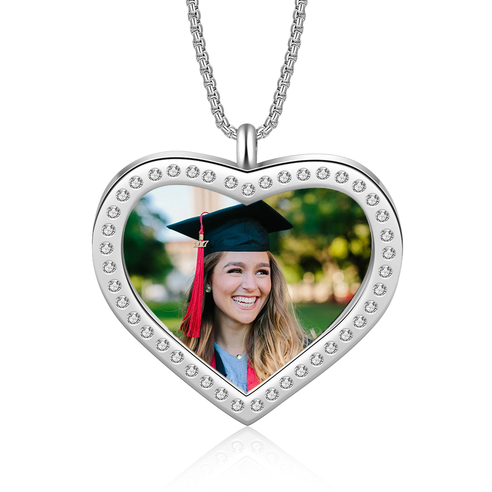 Personalised Graduation Necklace Custom Name & Photo Heart Pendant Necklace Gift for Her-Jessemade AU