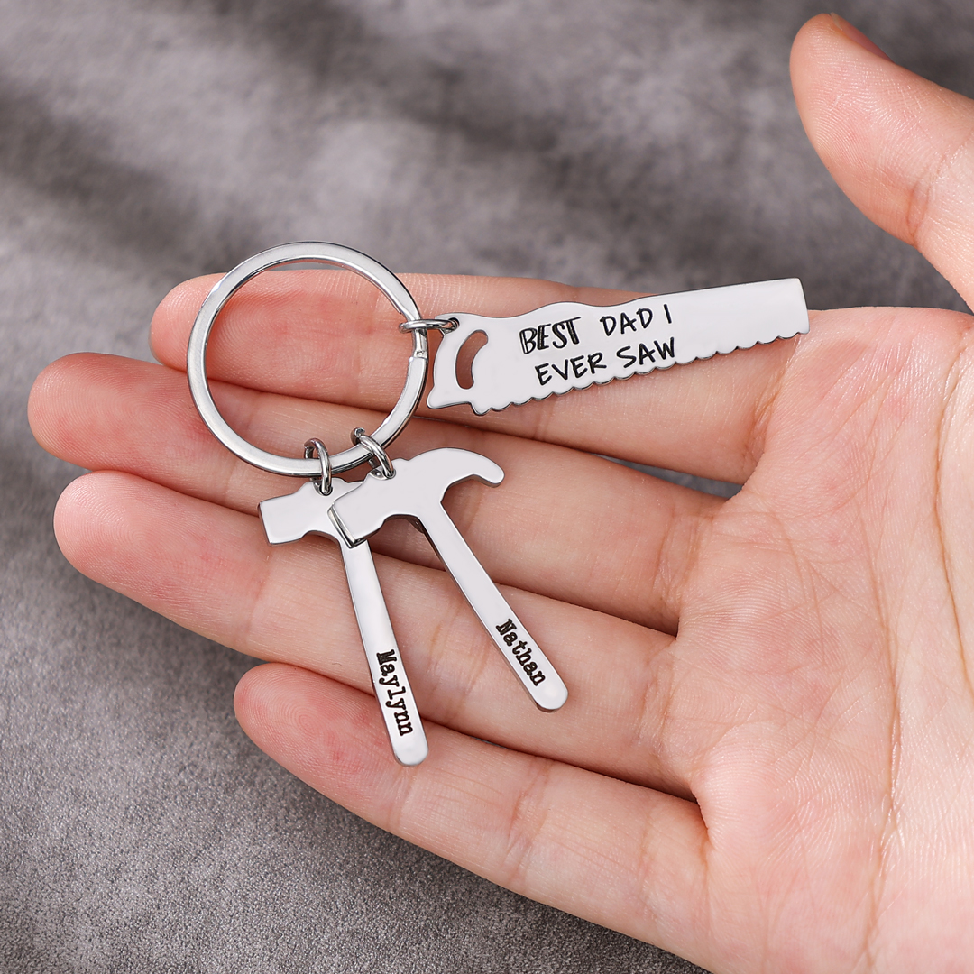 Father's Day Gifts Tool Keychain Personalised 1 Name Stainless Steel Keyring For Him-Jessemade AU