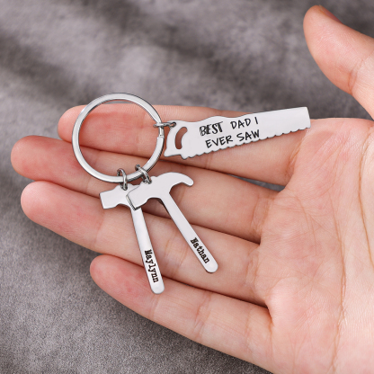 Father's Day Gifts Tool Keychain Personalised 1 Name Stainless Steel Keyring For Him-Jessemade AU