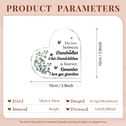 To My Grandma Acrylic Heart Keepsake Heart Ornament - Remember I Love You Grandma-Jessemade AU