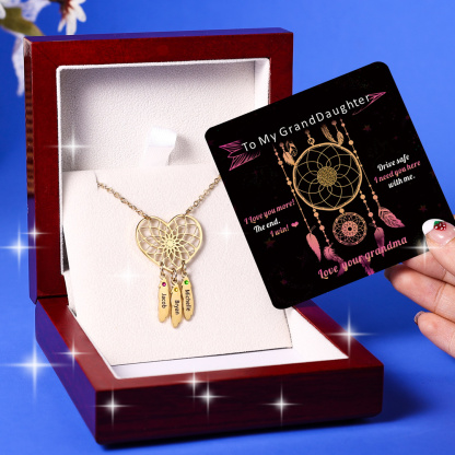 Personalised Dream Catcher Necklace With Birthstones Custom 3 Names Necklace Gifts For Her-Jessemade AU