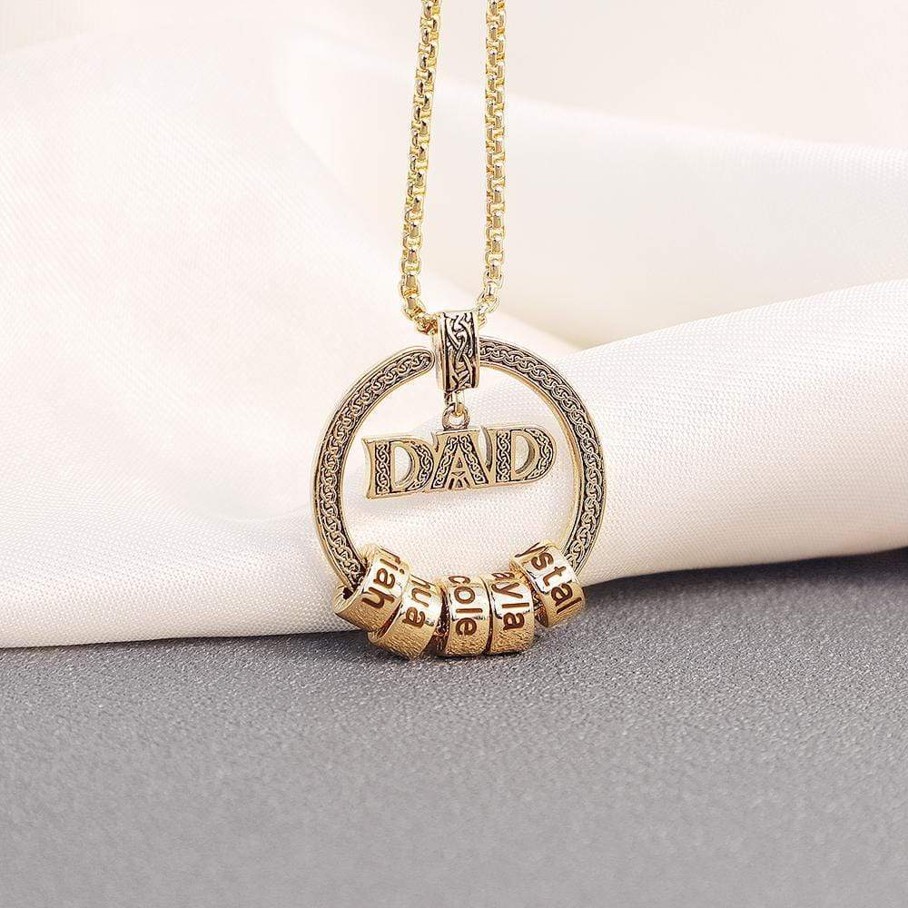 Dad Necklace Personalised Circle Men Necklace with Birthstones Engraved 4 Names Gifts For Father-Jessemade AU
