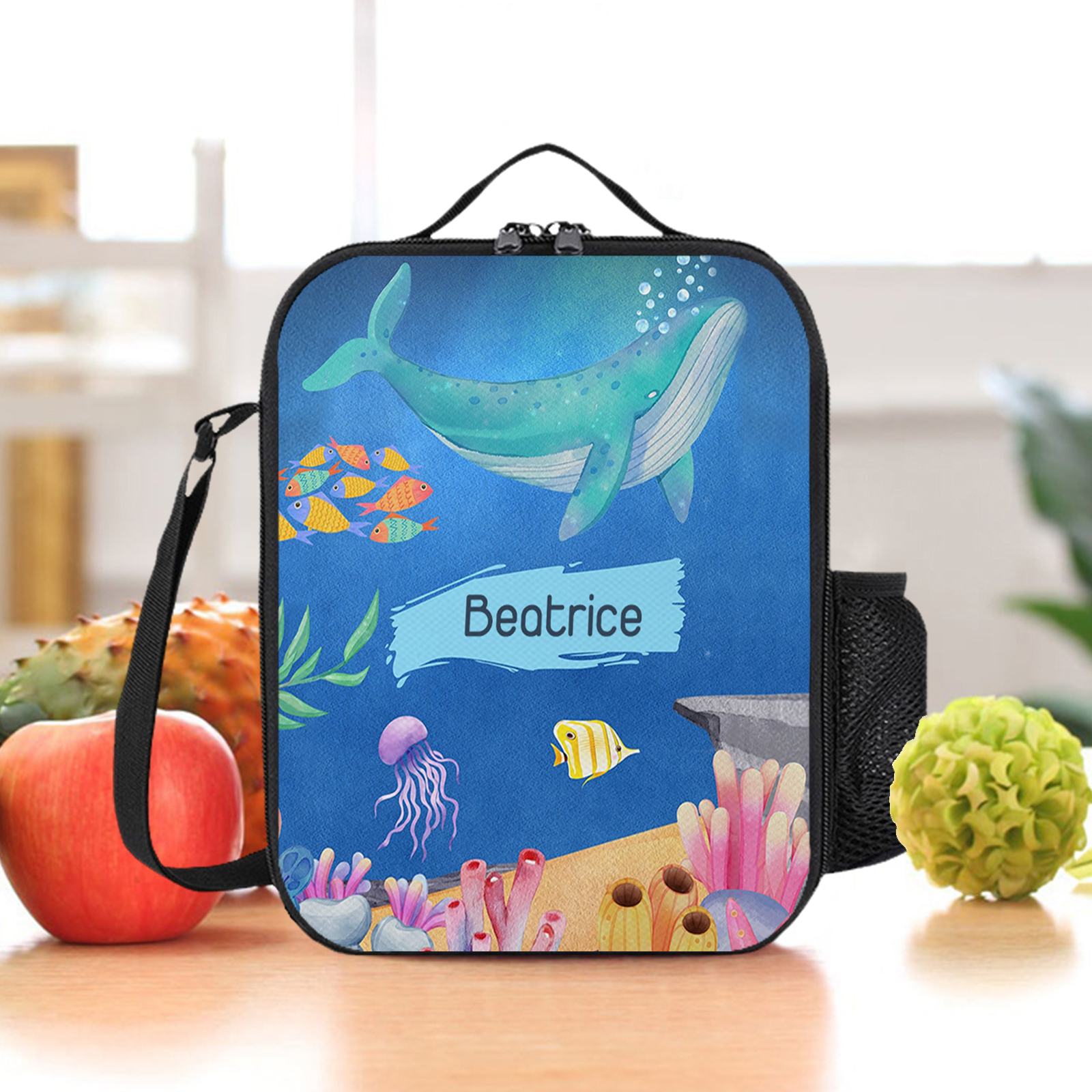 Custom Name Lunch Bag Personalised Underwater World Lunch Box Gifts for Kids-Jessemade AU