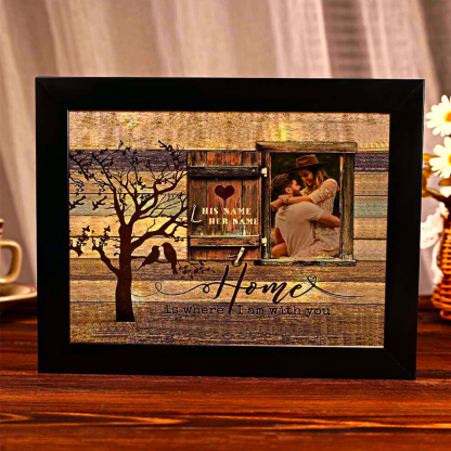 Valentine's Day Gift, Home Is Where I Am With You, Personalised Luminous Photo Frame For Couple-Jessemade AU