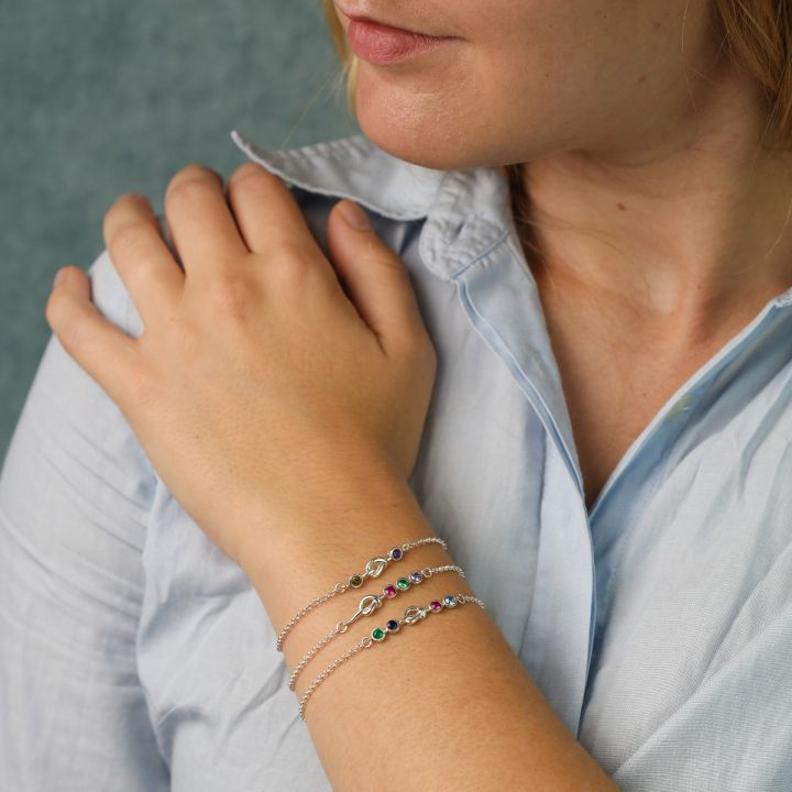 Personalised Heart Bracelet With 2 Birthstones Bracelet Gift For Women-Jessemade AU