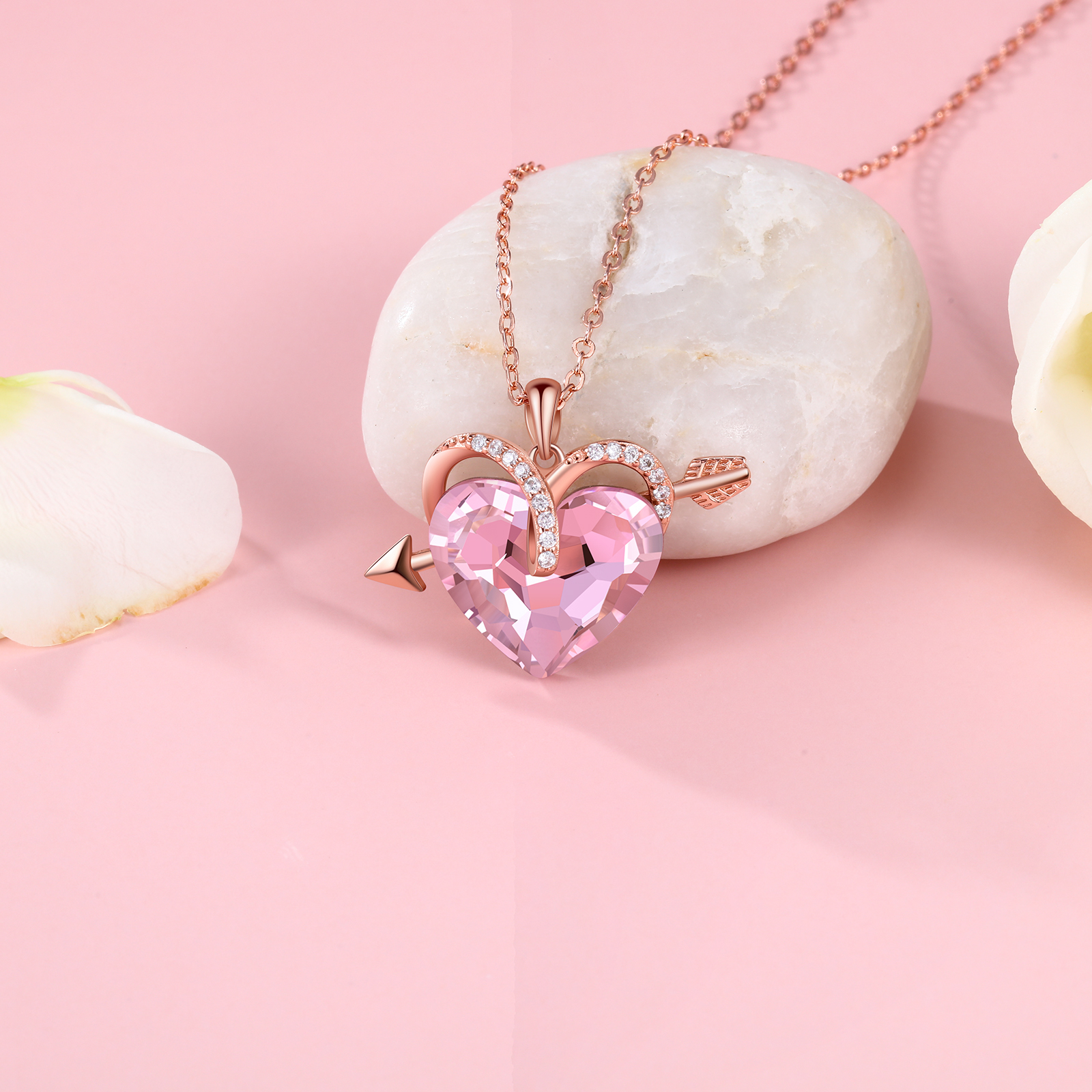 Heart-shaped Crystal Necklace Birthstone Necklace Gifts For Her-Jessemade AU