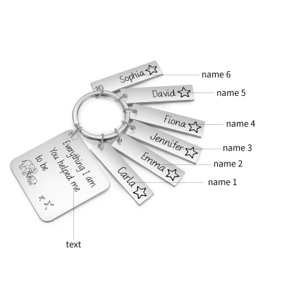 Personalised 6 Names & 1 Text Keychain Elephant Family Keychain Gifts for Father/Mother/Grandma/Grandpa-Jessemade AU