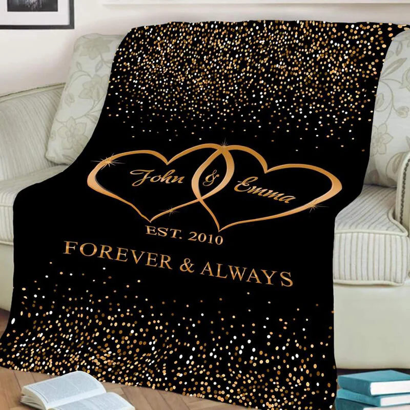 Personalised Couple Blanket Engrave Name Romantic Gift-Jessemade AU