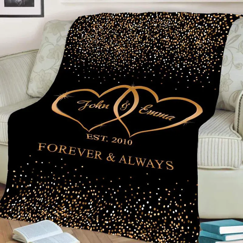 Personalised Couple Blanket Engrave Name Romantic Gift-Jessemade AU