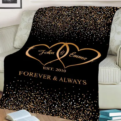 Personalised Couple Blanket Engrave Name Romantic Gift-Jessemade AU