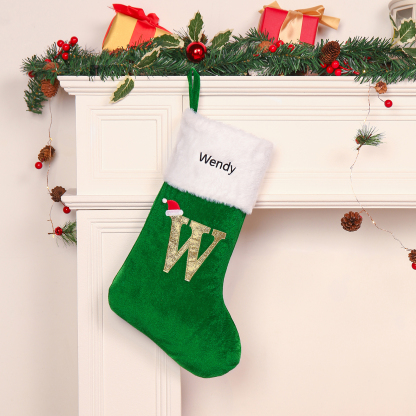 Christmas Letter Stockings Ornaments Custom 1 Name Fireplace Sock Decor Personalised Gifts for Family Friends-Jessemade AU