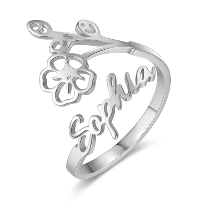 Personalised July Birth Flower Ring With Name Gifts For Her-Jessemade AU