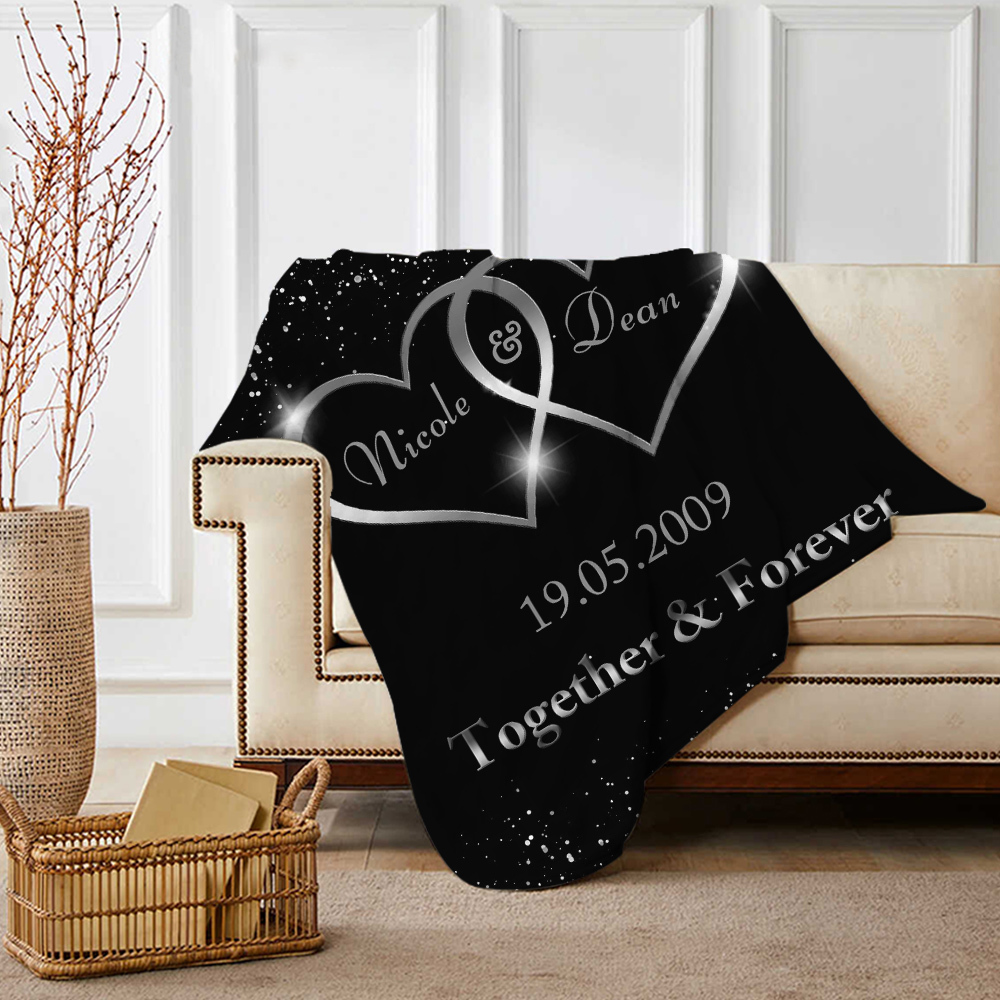 Personalised Couples Blanket Customised 2 Names & Date & Text Blanket Love Valentine's Day Gifts for Him/Her-Jessemade AU