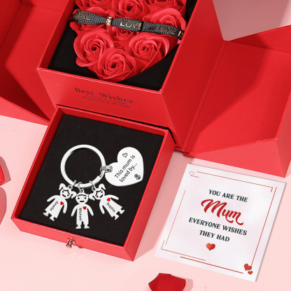 3 Names - Personalised Keychain with Kid Charm Engraved Names Keychain Mother's Day Gift for Mum-Jessemade AU