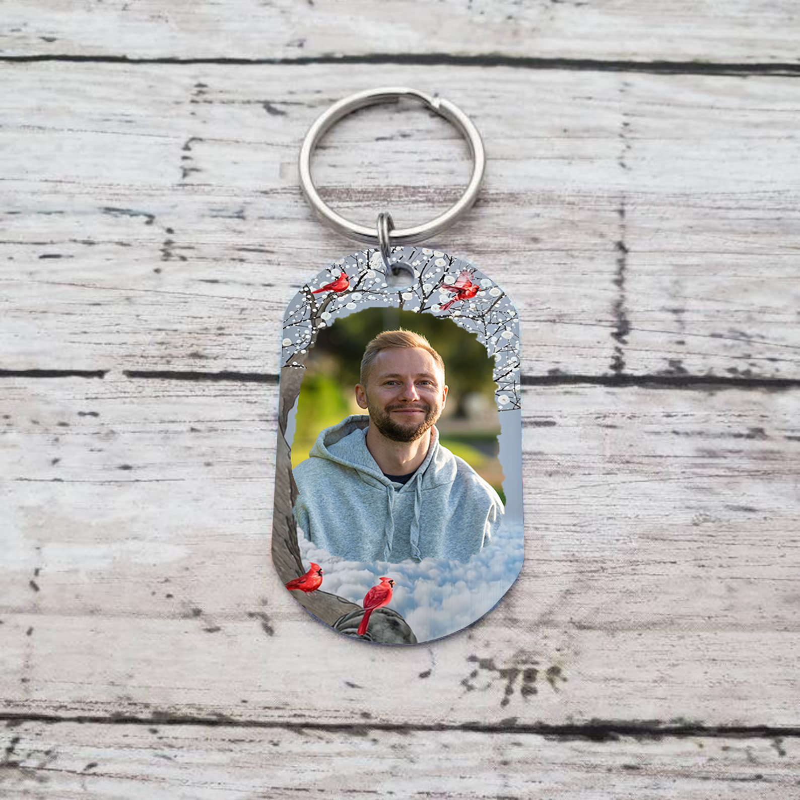 Cardinal Memorial Keychain Custom Photo Keyring Commemorate Deceased Loved Ones - I Will Carry You With Me Until I See You Again -Jessemade AU