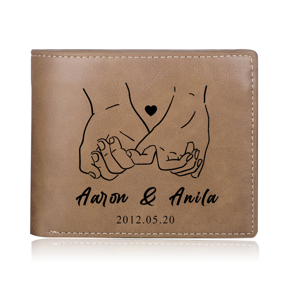 Personalised Leather Wallet Customised 2 Names & Date Wallet Pinky Swear Valentine's Day Gifts for Husband/Boyfriend-Jessemade AU