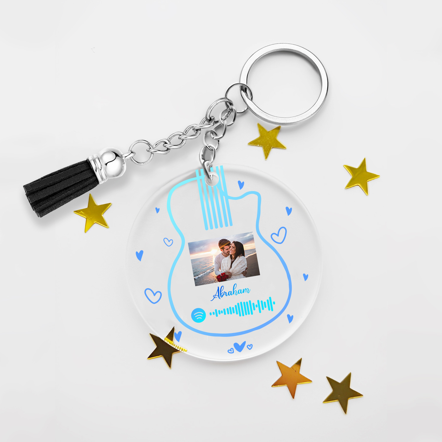 Personalised Spotify Code Keyring Custom Photo & Name Acrylic Scannable Music Keychain Valentine's Day Gift for Couples-Jessemade AU
