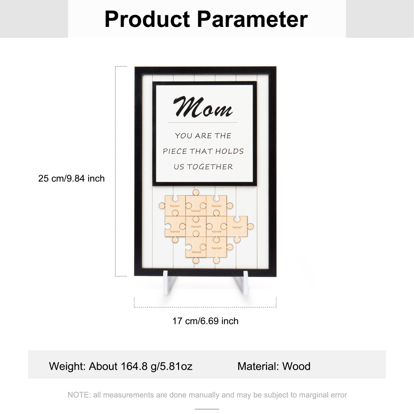 Mother's Day Gifts Mom Puzzle Sign Personalised 9 Names Wooden Sign -You Are the Piece that Holds Us Together-Jessemade AU