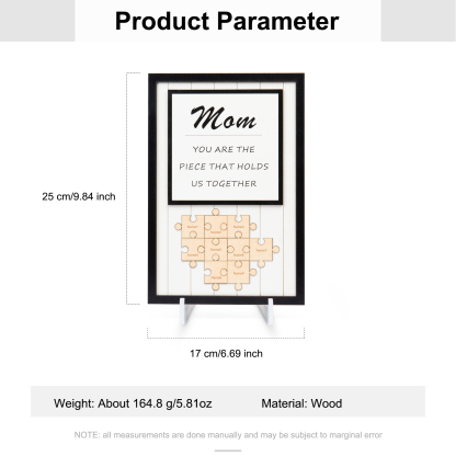 Mother's Day Gifts Mom Puzzle Sign Personalised 9 Names Wooden Sign -You Are the Piece that Holds Us Together-Jessemade AU