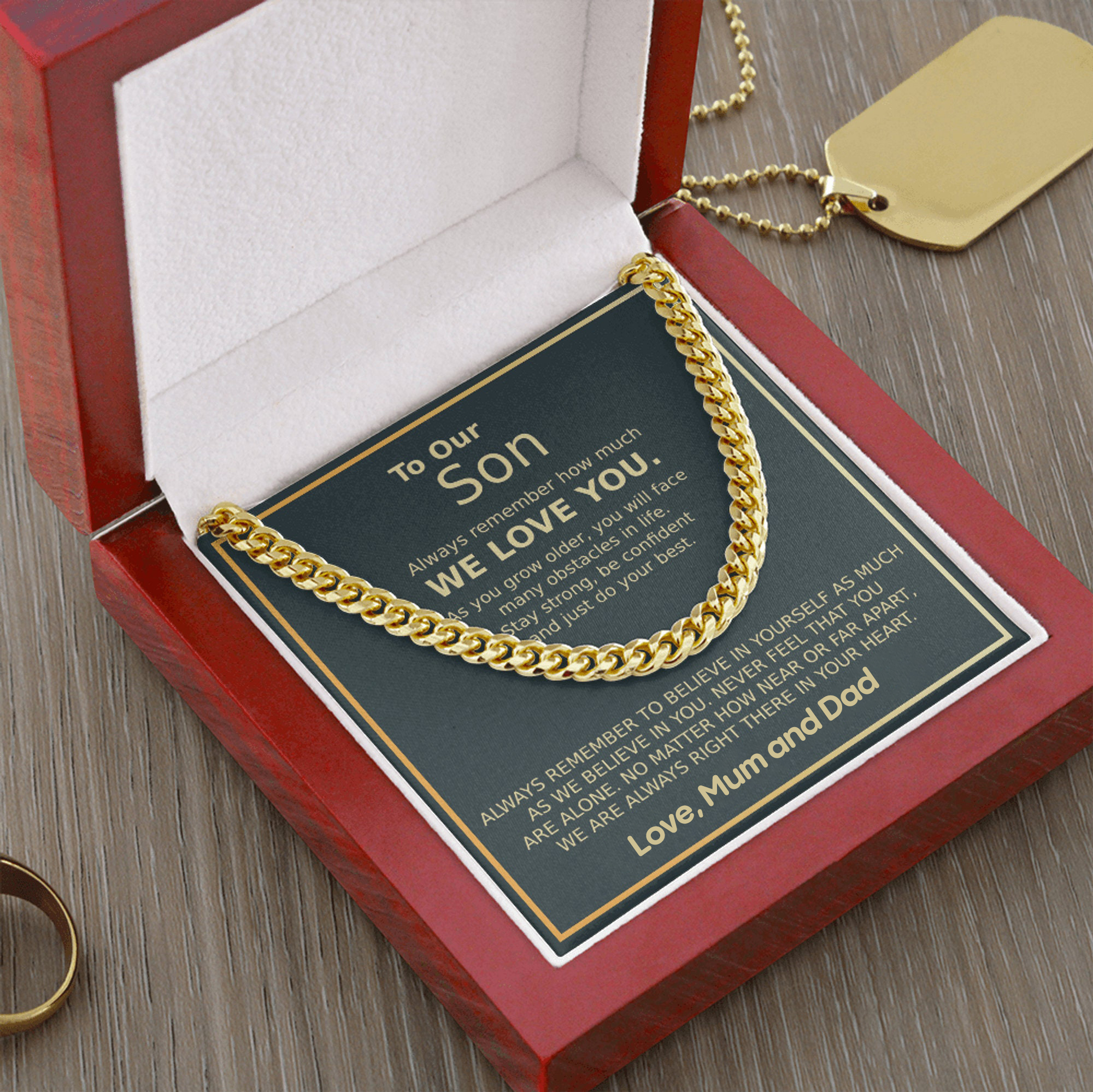To Our Son Necklace Cuban Link Chain Necklace Gift Set - Always Remember How Much We Love You-Jessemade AU