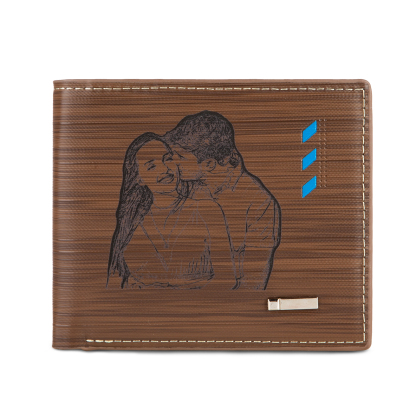Personalised Leather Wallet Engraved Photo Folding Wallet Short Purse Love Gifts For Him-Jessemade AU