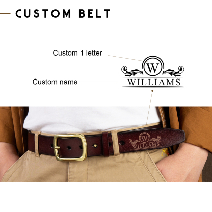 Customised Genuine Leather Belt Engraved Names Men's Belt for Him-Jessemade AU