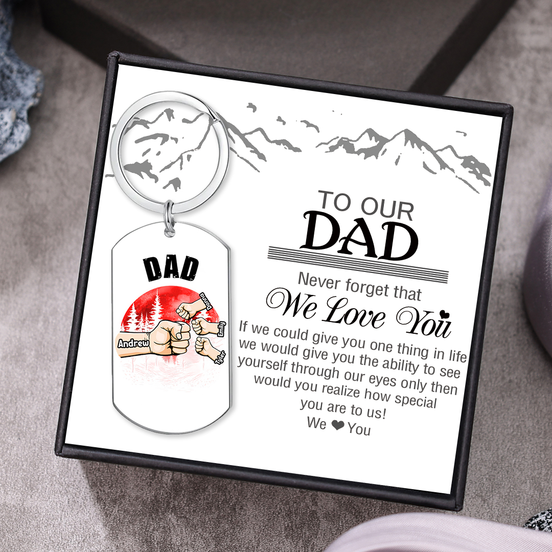 Custom 4 Names & 1 Text Keychain Personalised Fist Bump Keychain Father's Day Gifts for Dad/Grandpa-Jessemade AU