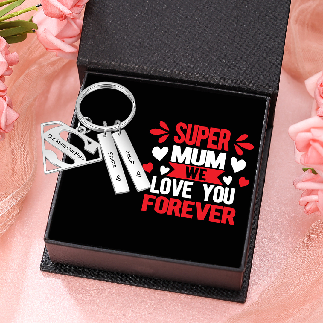 Custom Supermun Sign Keychain Engrave 2 Names For Mum-Jessemade AU