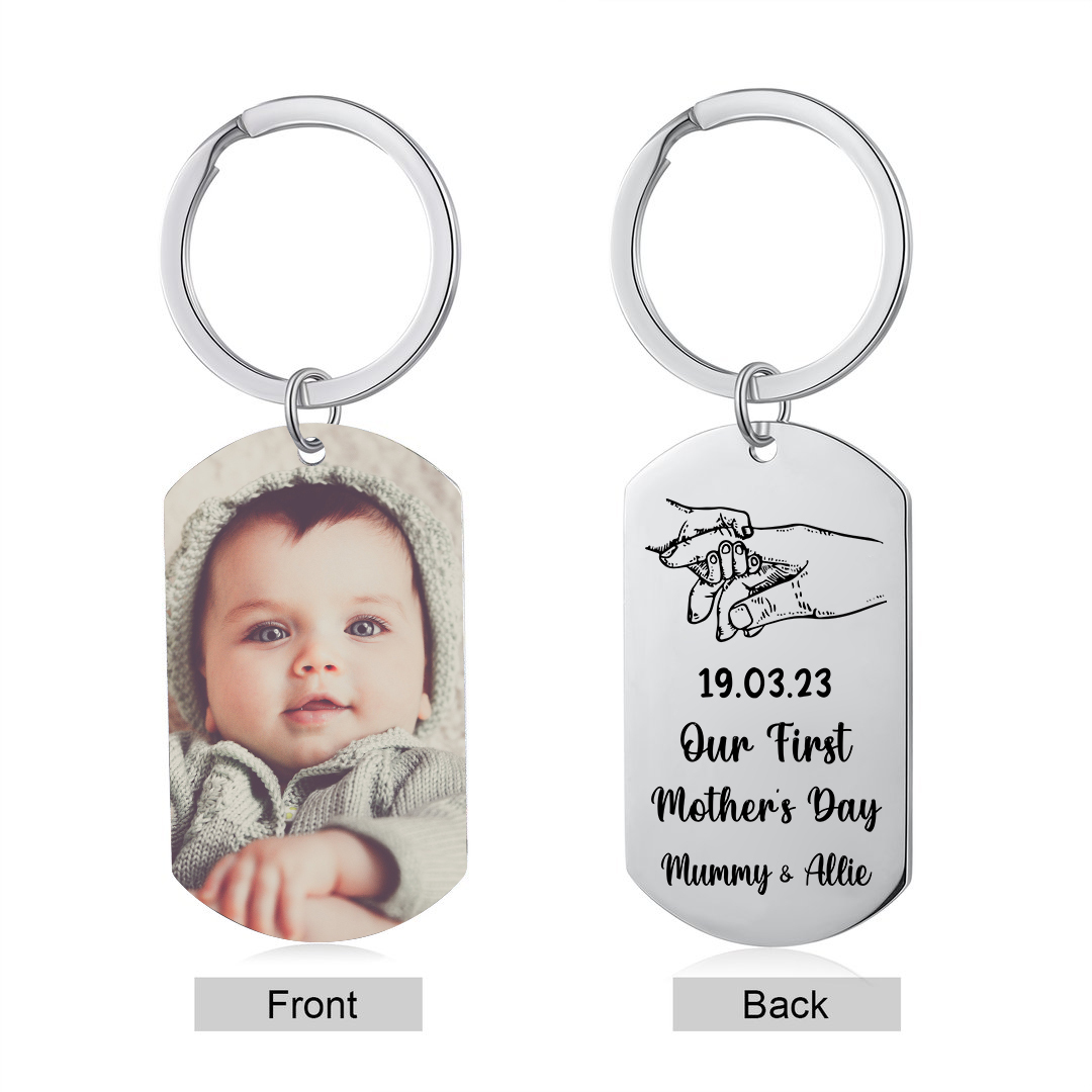 Our First Mother's Day Personalised Photo Keychain Custom Date & Text Keychain Holding Hands Gifts For Mother-Jessemade AU