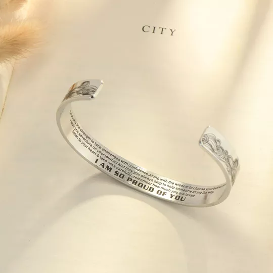 To My Granddaughter Cuff Bangle Bracelet  "I Am So Proud Of You"-Jessemade AU