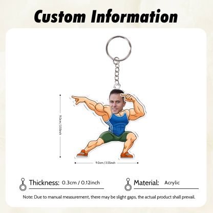 Custom Photo Acrylic Keychain Sport Man Funny Hanging Ornament Creative Personalised Gift for Him-Jessemade AU