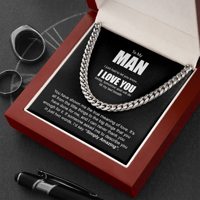 To My Man-Cuban Link Chain Necklace Gift Set "You have shown me the true meaning of love"-Jessemade AU