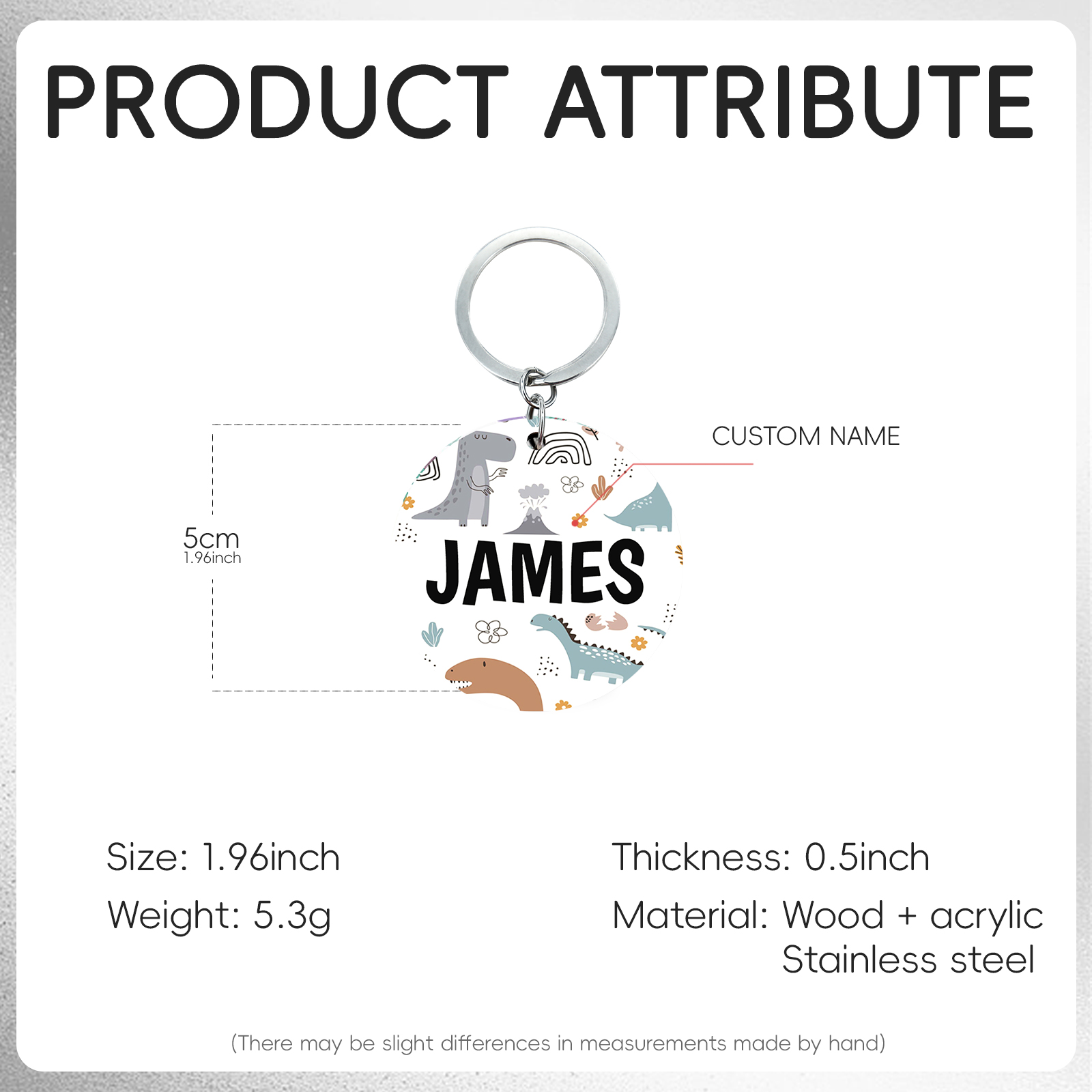 Customised 1 Name Dinosaur Pattern Keychain Unique Back to School Gift for Kids-Jessemade AU