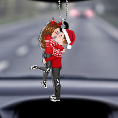 Personalised Couple Hugging Christmas Ornaments Customised 2 Names Acrylic Hanging Ornament Gifts for Couples-Jessemade AU