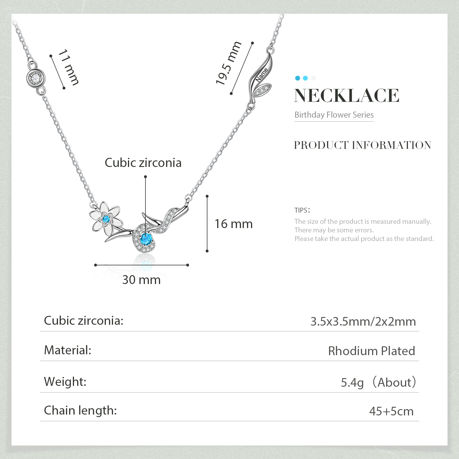 Personalised March Birthflower Necklace With Birthstone Best Gift For Her-Jessemade AU