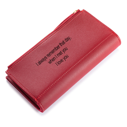 Red Personalised Leather Wallet Engraved Photo Long Purse Gifts For Women-Jessemade AU