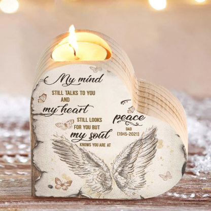Personalised Wooden Heart Candle Holder Memorial Candlesticks "My mind still talks to you" Gifts For Lost of Loved One-Jessemade AU