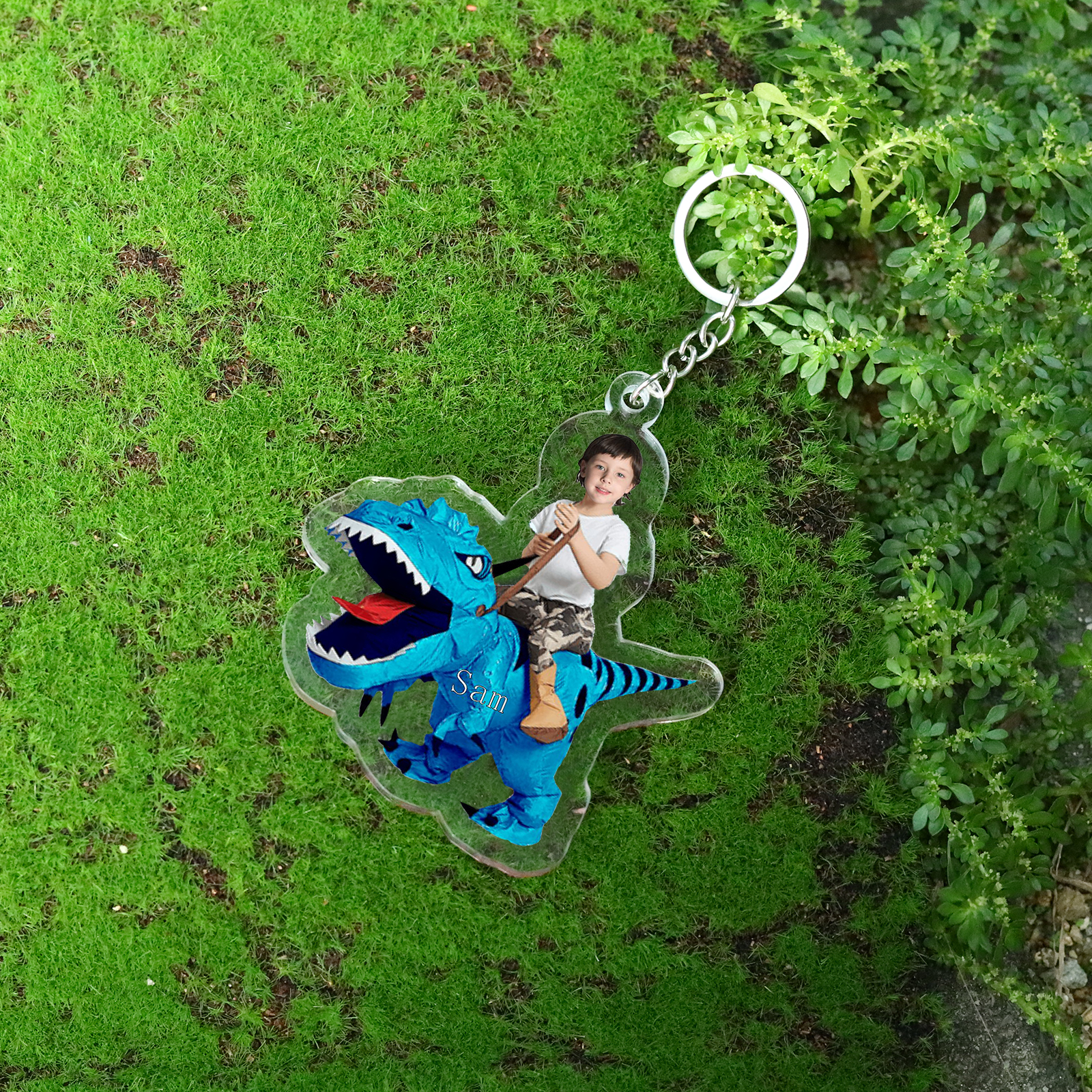 1 Name - Personalised Acrylic Dinosaur Keychain Customised Name & Photo Keychain Gift for Kids-Jessemade AU