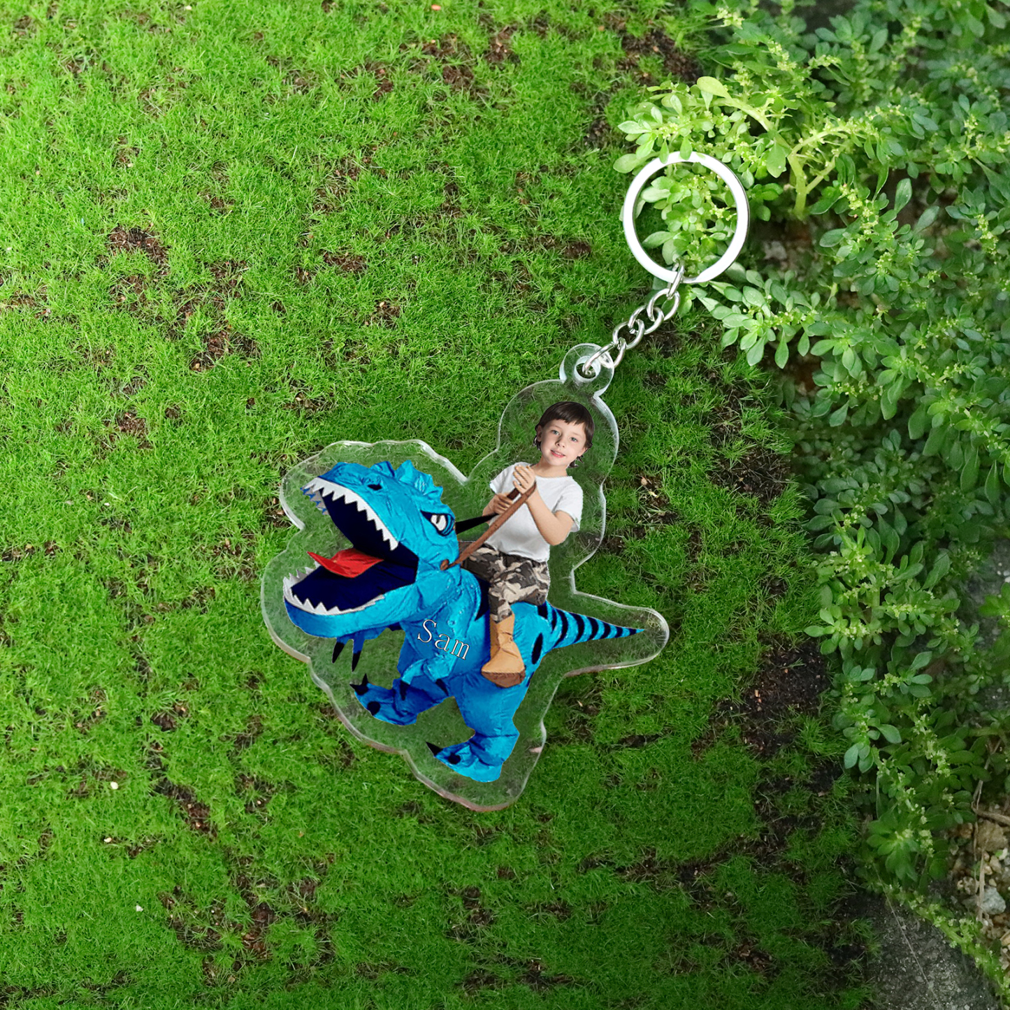 1 Name - Personalised Acrylic Dinosaur Keychain Customised Name & Photo Keychain Gift for Kids-Jessemade AU